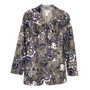 Coldwater Creek Womens S Blazer Coat Jacket Paisley Brown Work Office Topper